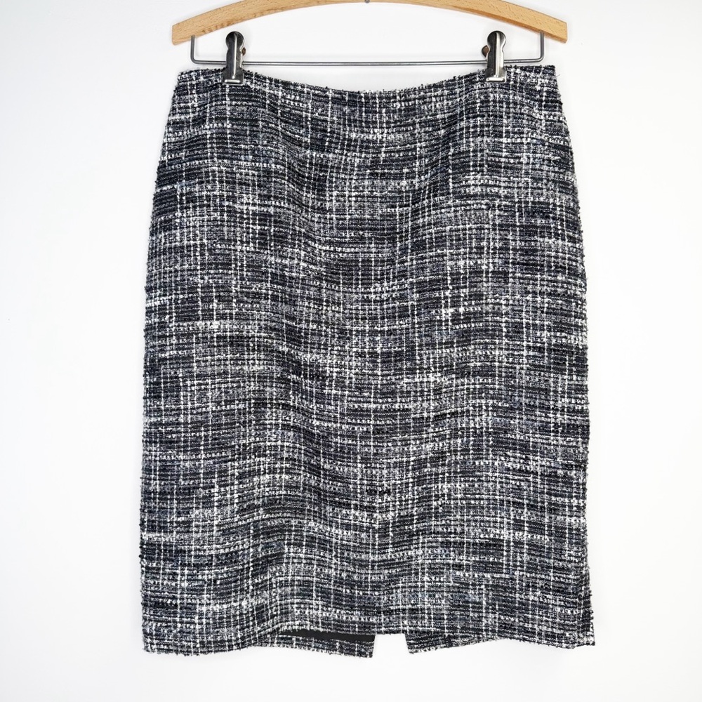 Ann Taylor Classic Black and White Tweed Pencil Skirt Size 8